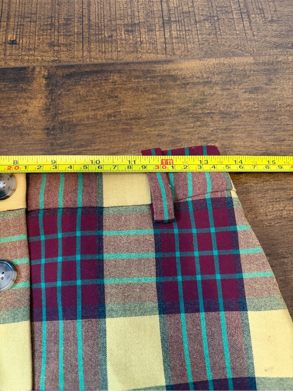Aritzia Yellow and Burgundy Plaid Button-Front Pencil Skirt - Picture 4 of 9